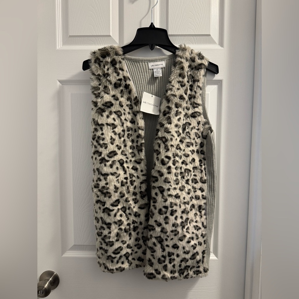 Liz Claiborne Animal Print Faux Fur Vest